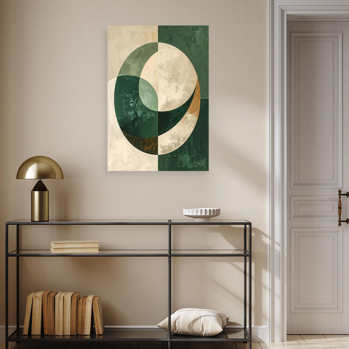 LEINWANDBILDER, Geometrische Abstraktion mit grünen Kreisen im modernen Stil - Grün, Textil (80/120cm) - Feeby