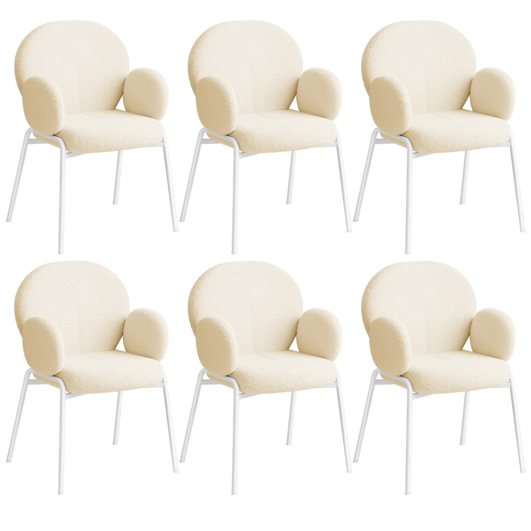 STUHL 6er Set Scandi Belastbarkeit 120 kg 61 5 x 62 x 90 - Creme, Kunststoff (62/90/61.5cm) - tectake