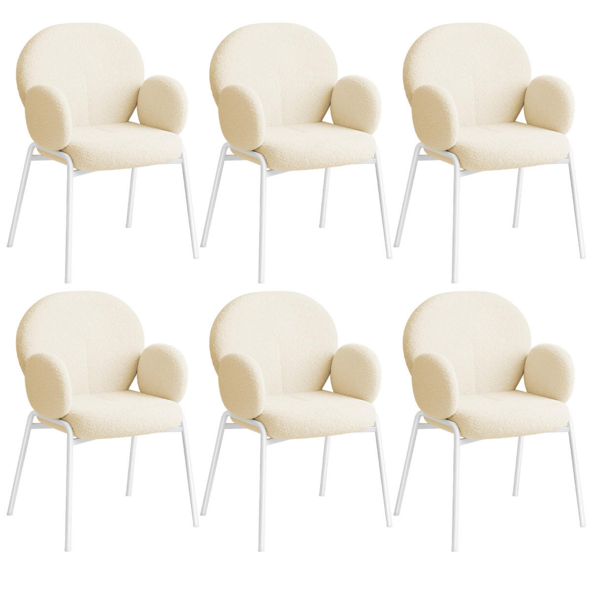 STUHL 6er Set Scandi Belastbarkeit 120 kg 61 5 x 62 x 90 - Creme, Kunststoff (62/90/61.5cm) - tectake