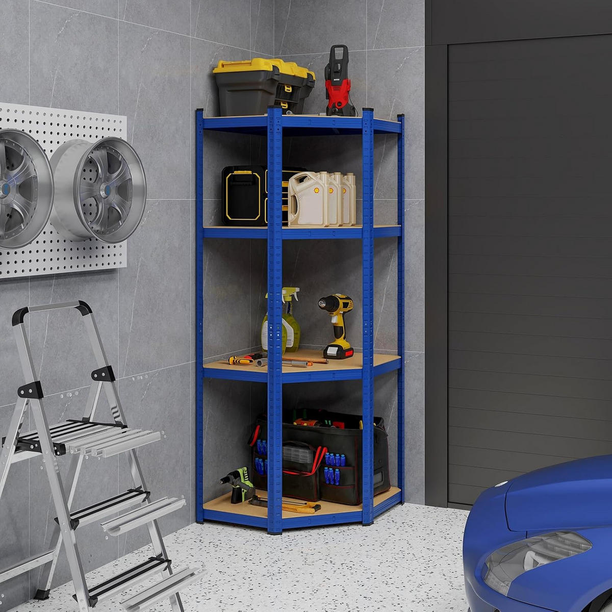 SCHWERLASTREGAL Blau - Blau, Holz (70/180/70cm) - COSTWAY