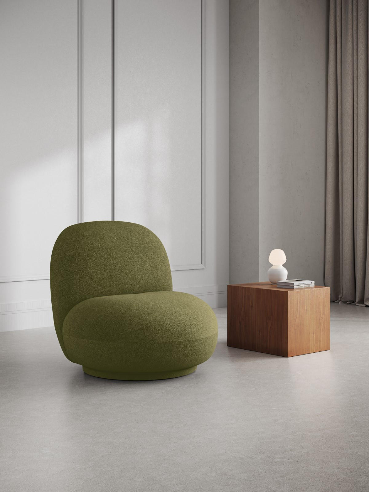 DREHSESSEL Chuck aus Boucle grün - Grün, Textil (77/80/78cm) - Micadoni