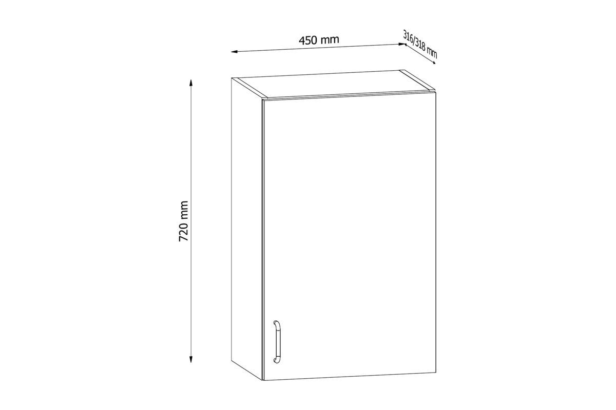 HÄNGESCHRANK G45 – Provence – Weiß / Matt / Rechts - Weiß, Holzwerkstoff (45/72/32cm) - ROYAL24_MARKT