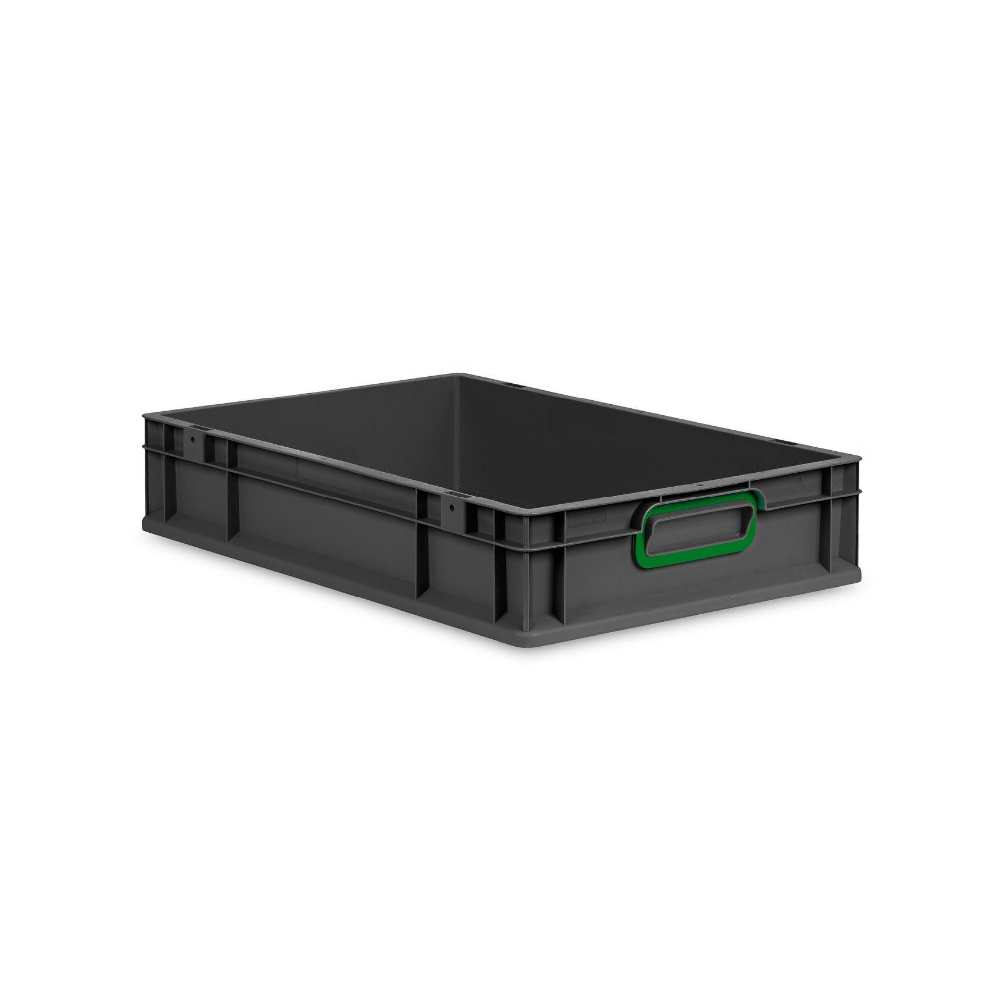 EUROBOX NextGen Color 12x40x60 cm 23 Liter Griffe grün zu, Schwarz - Schwarz/Grün, Kunststoff (40/12/60cm) - PROREGAL