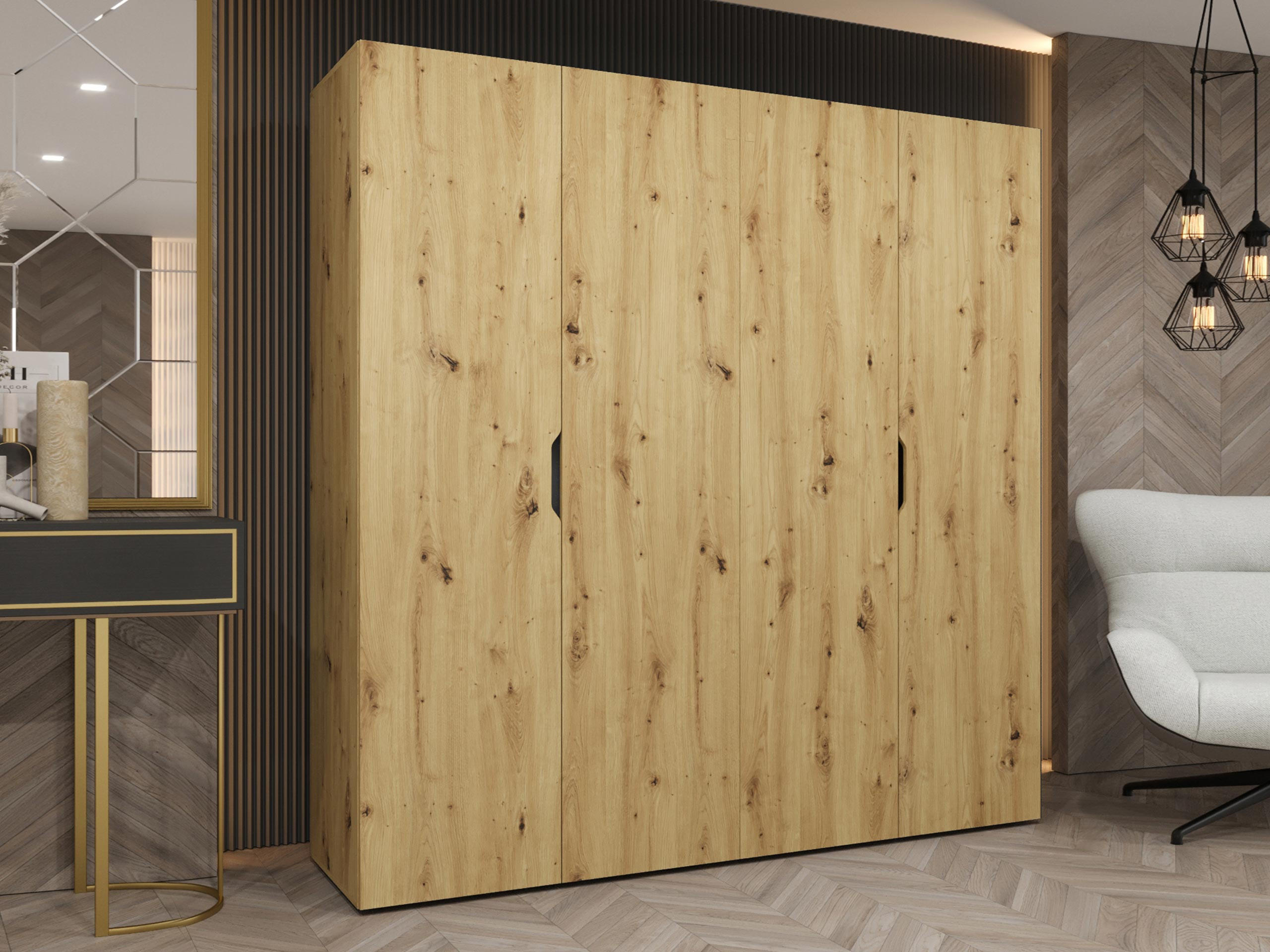 DREHTÜRENSCHRANK Malaga 200 - Eiche Artisan, Holzwerkstoff (200/202/52cm) - MIRJAN24