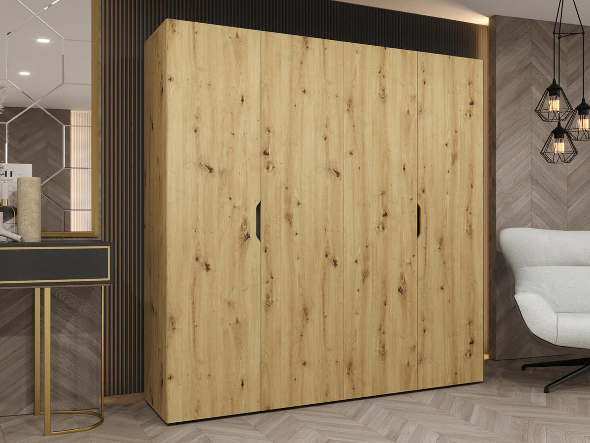 DREHTÜRENSCHRANK Malaga 200 - Eiche Artisan, Holzwerkstoff (200/202/52cm) - MIRJAN24