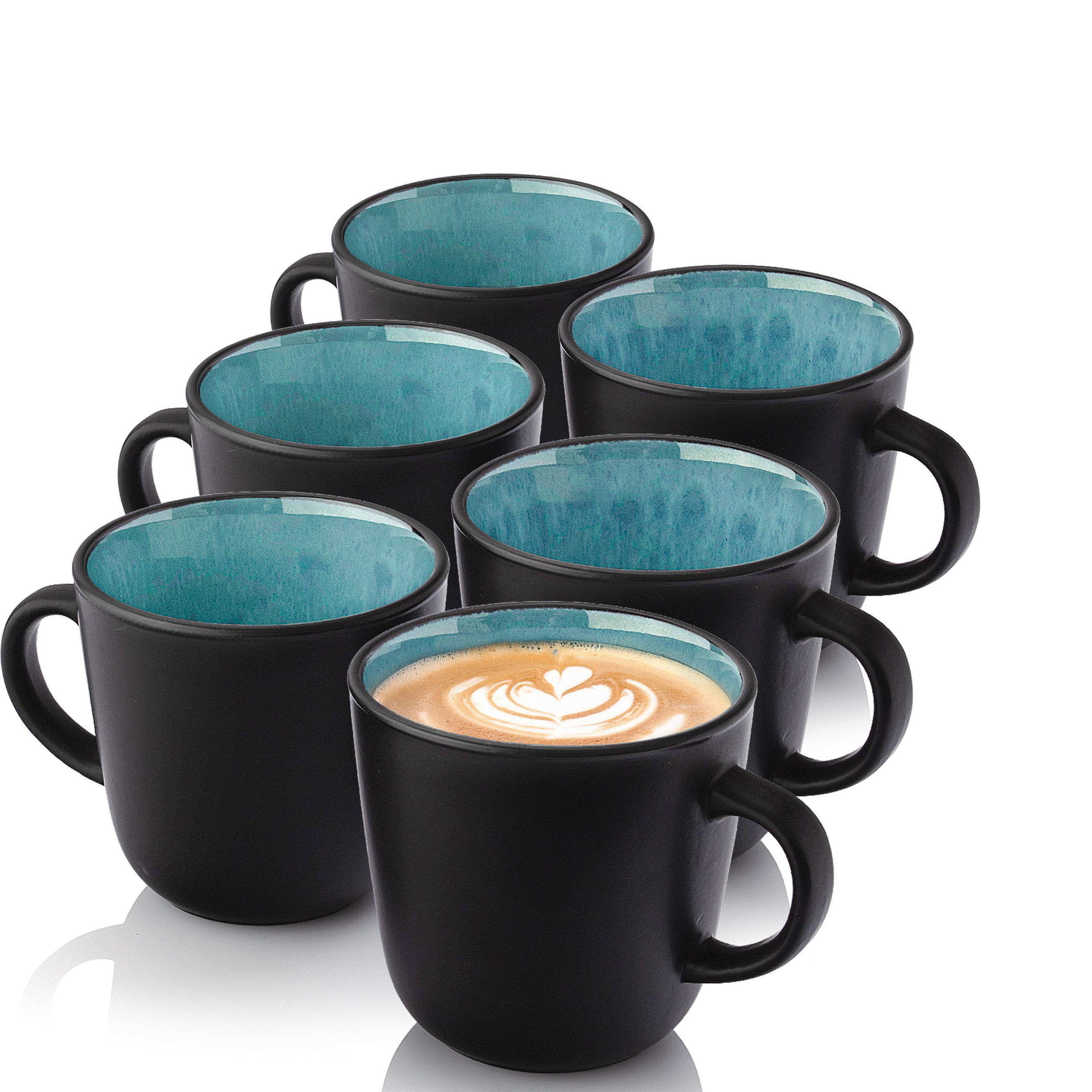 KAFFEEBECHER SET GRANADA - 6 teilig aus Steingut - Blau, Stein (0.43L) - Sänger