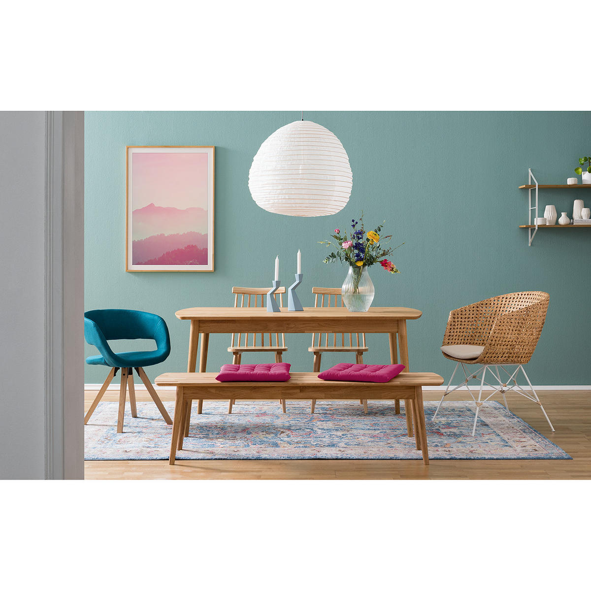 ESSTISCH - Eiche massiv - Eichefarben, Holz (90/160/75cm) - home24