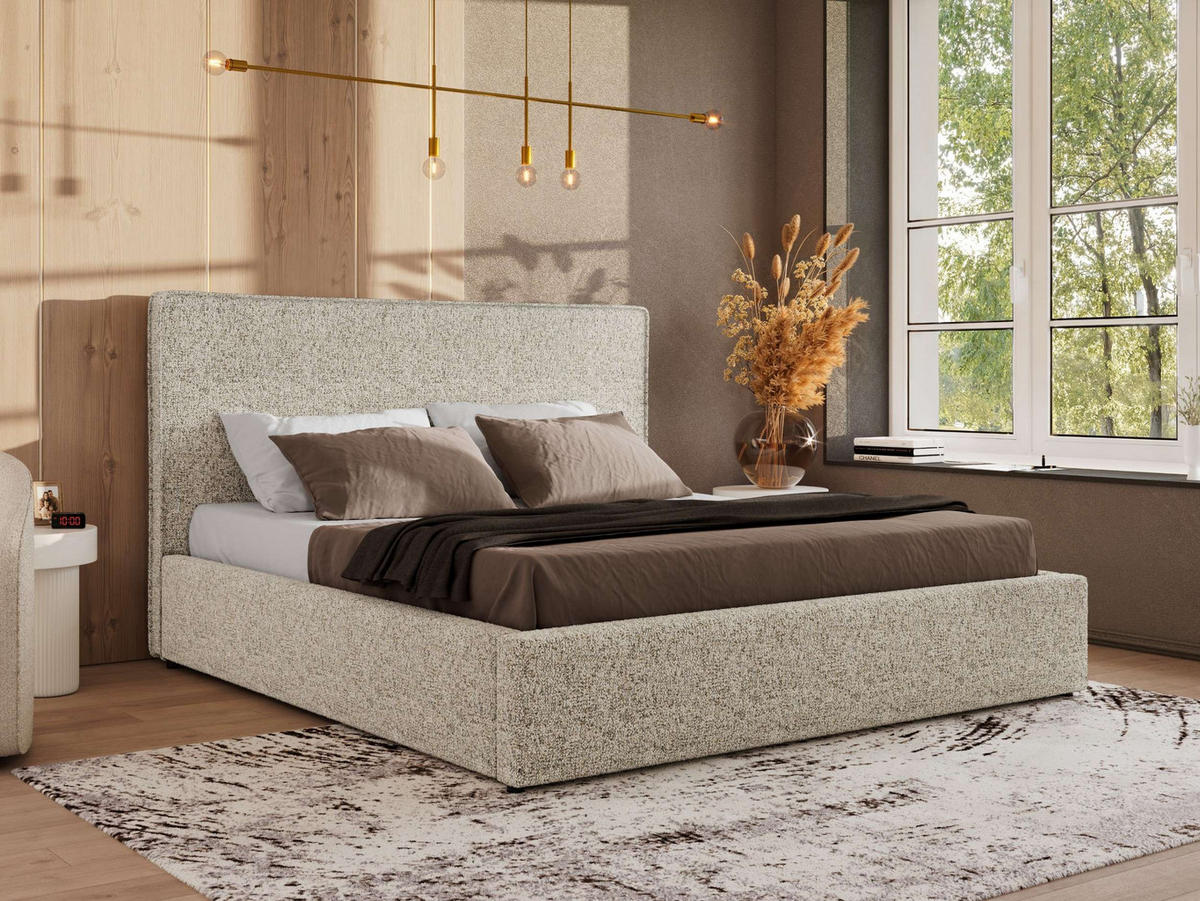 POLSTERBETT CORIVO CLASSIC 180/200 - Beige Strukture - Schaum-Matratze - Beige, Textil (180/200cm) - MKS