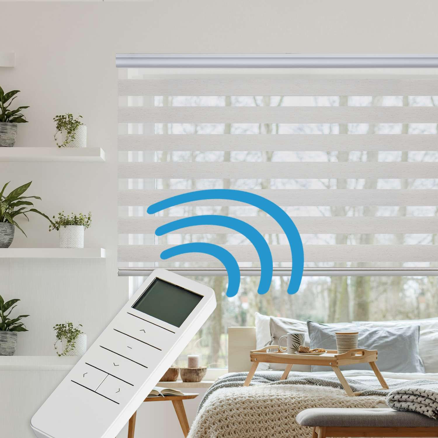 DOPPELROLLO Motorisiertes Leinen 120x250 cm - Beige, Kunststoff (120/250cm) - STORESDECO