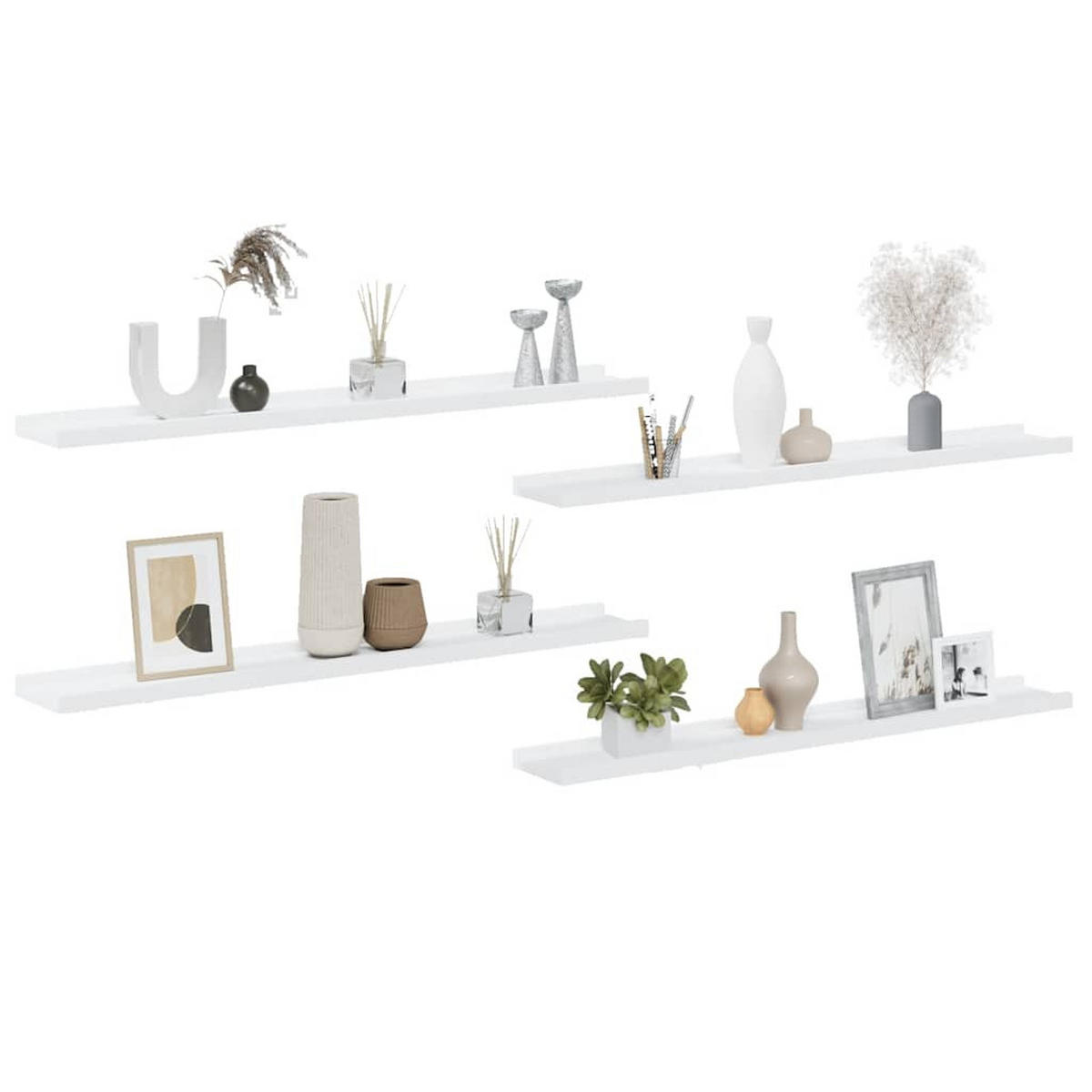 WANDREGALE 4er Set Weiss 80/9X3 Cm - Weiß, Holzwerkstoff (80/3/9cm) - vidaXL