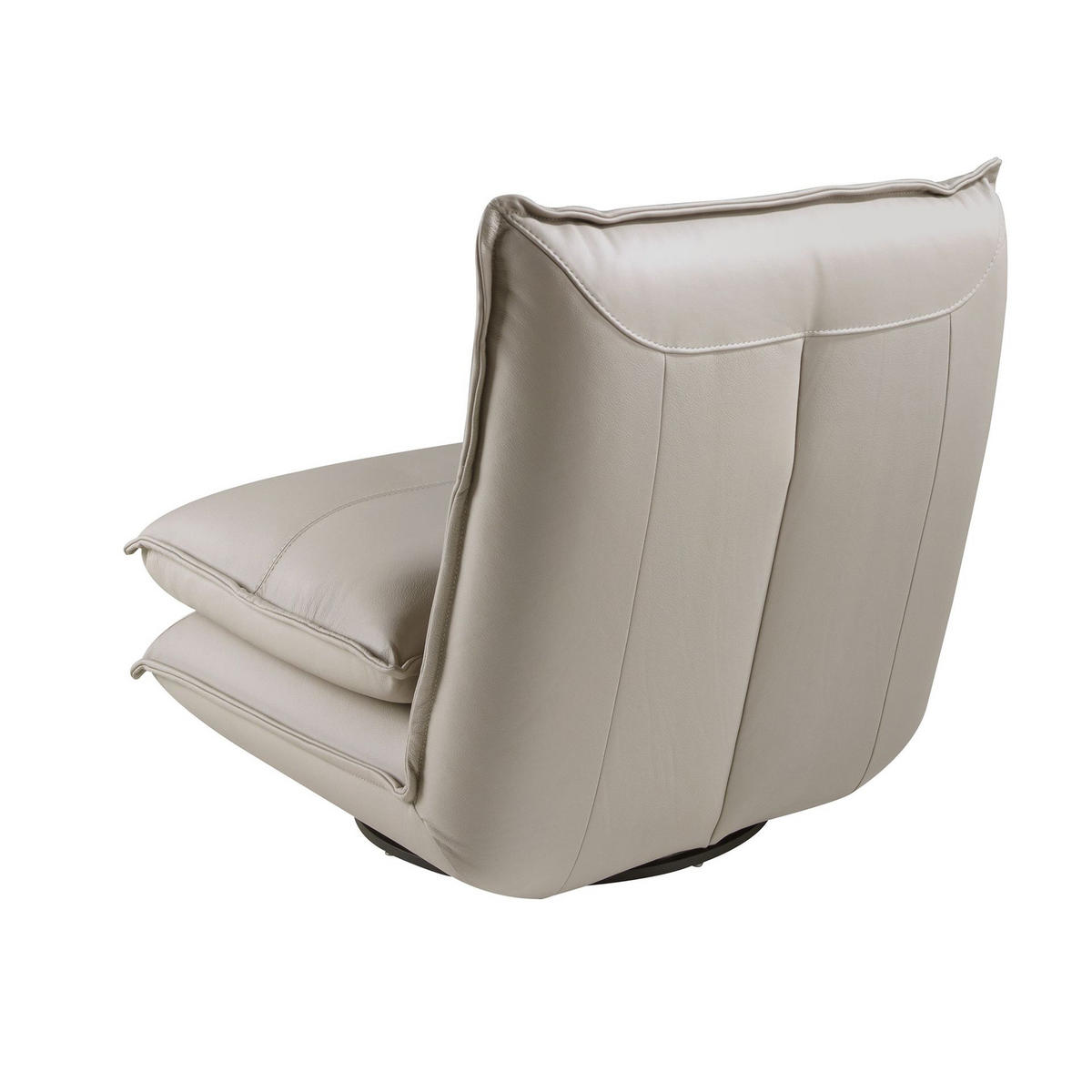 DREHSESSEL aus taupegrauem Leder - Taupe/Graubraun, Leder/Metall (88/93/93cm) - ANGEL CERDA