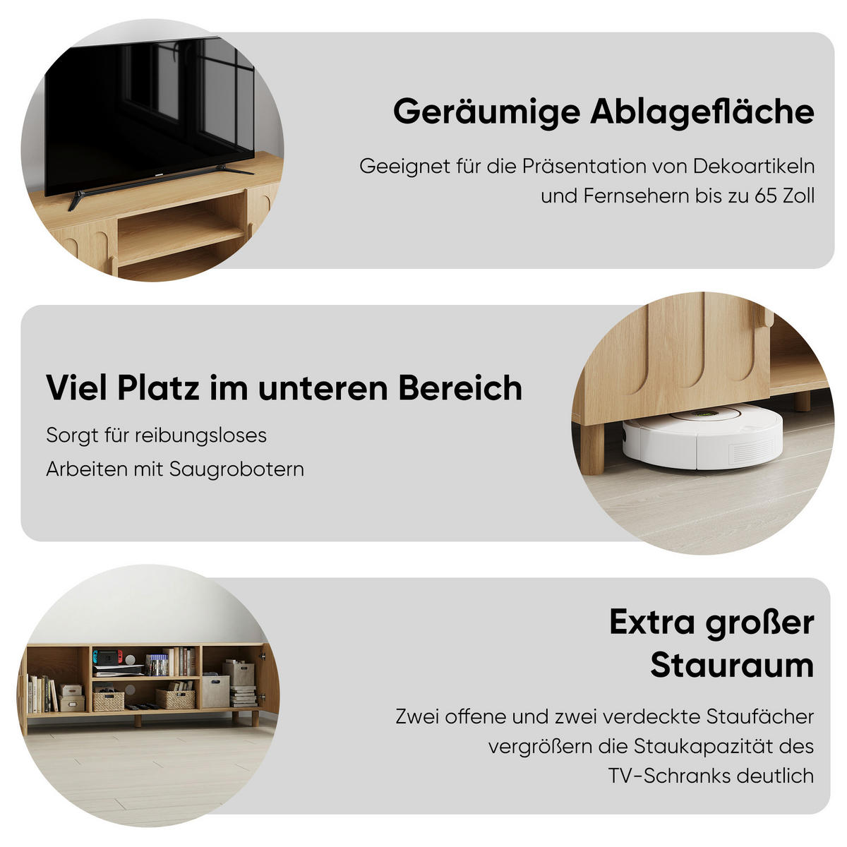 TV-LOWBOARD eiche-optik & bogen-design - Eichefarben, Holzwerkstoff (140/46/40cm) - Urban Meuble