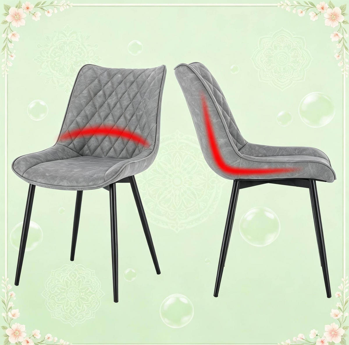 ESSSTUHL 2er-Set Grau Kunstleder Metall - Grau, Metall (40.5/85.5/46cm) - Meubliv