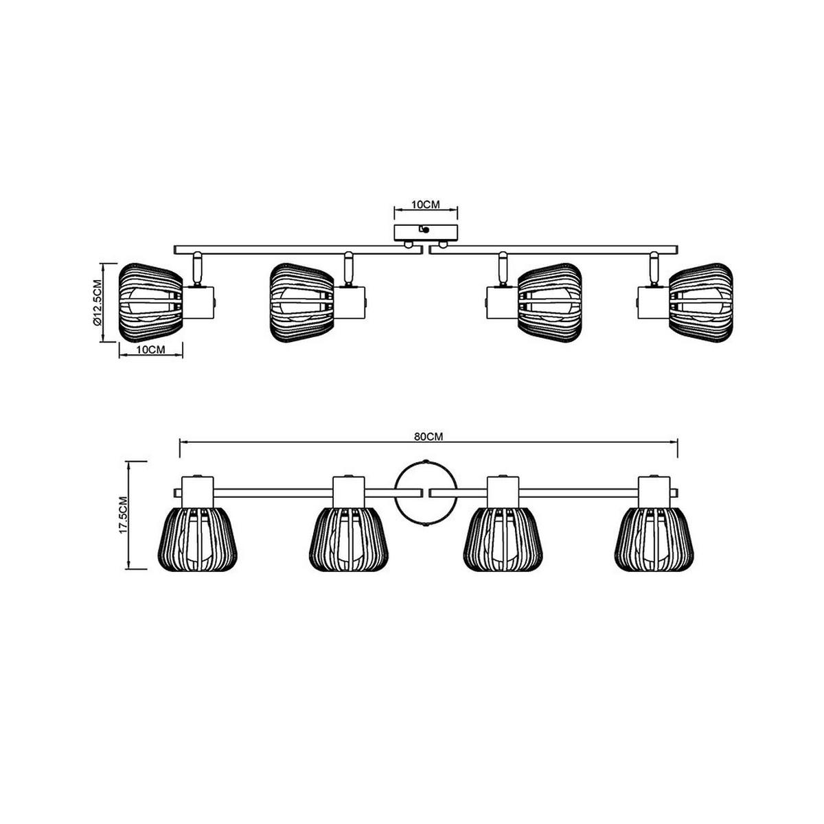 LED DECKENLEUCHTE OLIN Metall Braun, 4-flammig, L 80 cm - Braun, Glas (80/12.5/17.5cm) - Globo Lighting