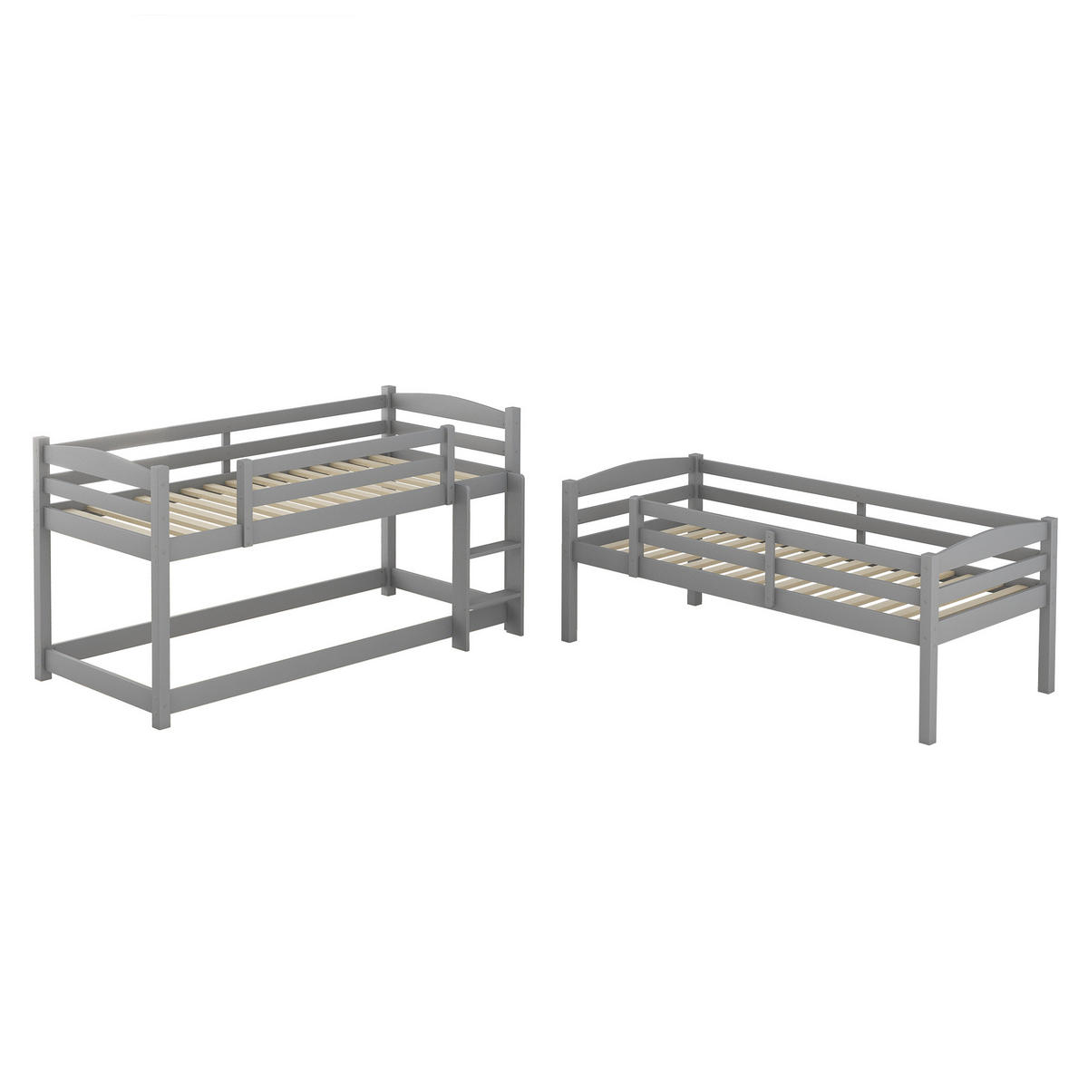 ETAGENBETT 90 x 200 cm, Einzel-/Dreibett aus Holz für Kinder, ohne Matratze, grau - Grau, Holz (90/200cm)