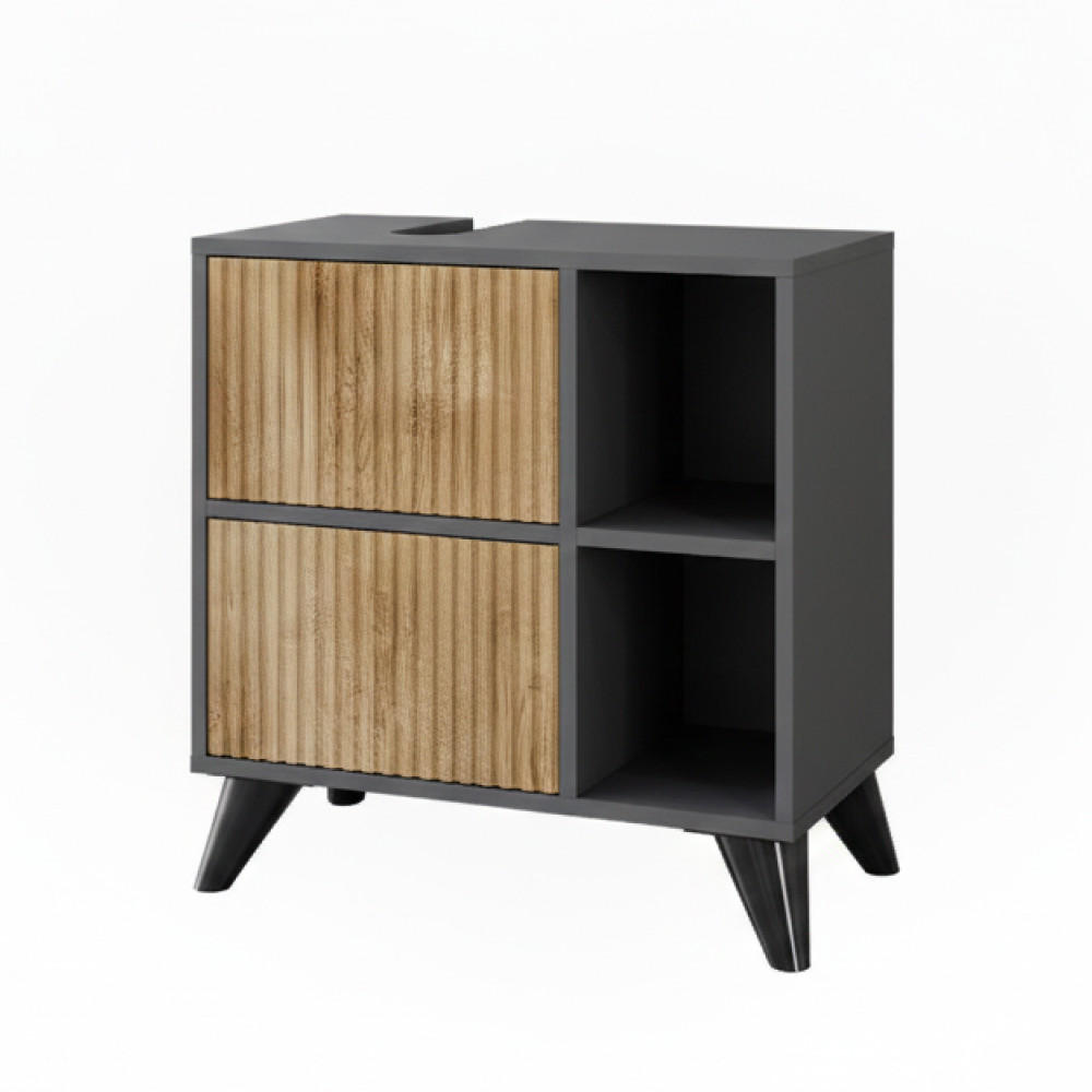 TV&Auml;TTST&Auml;LLSSK&Aring;P Leano Antracit/bergsek 60x62 cm med 2 l&aring;dor Antracit, Honungsek 62/60/30 cm