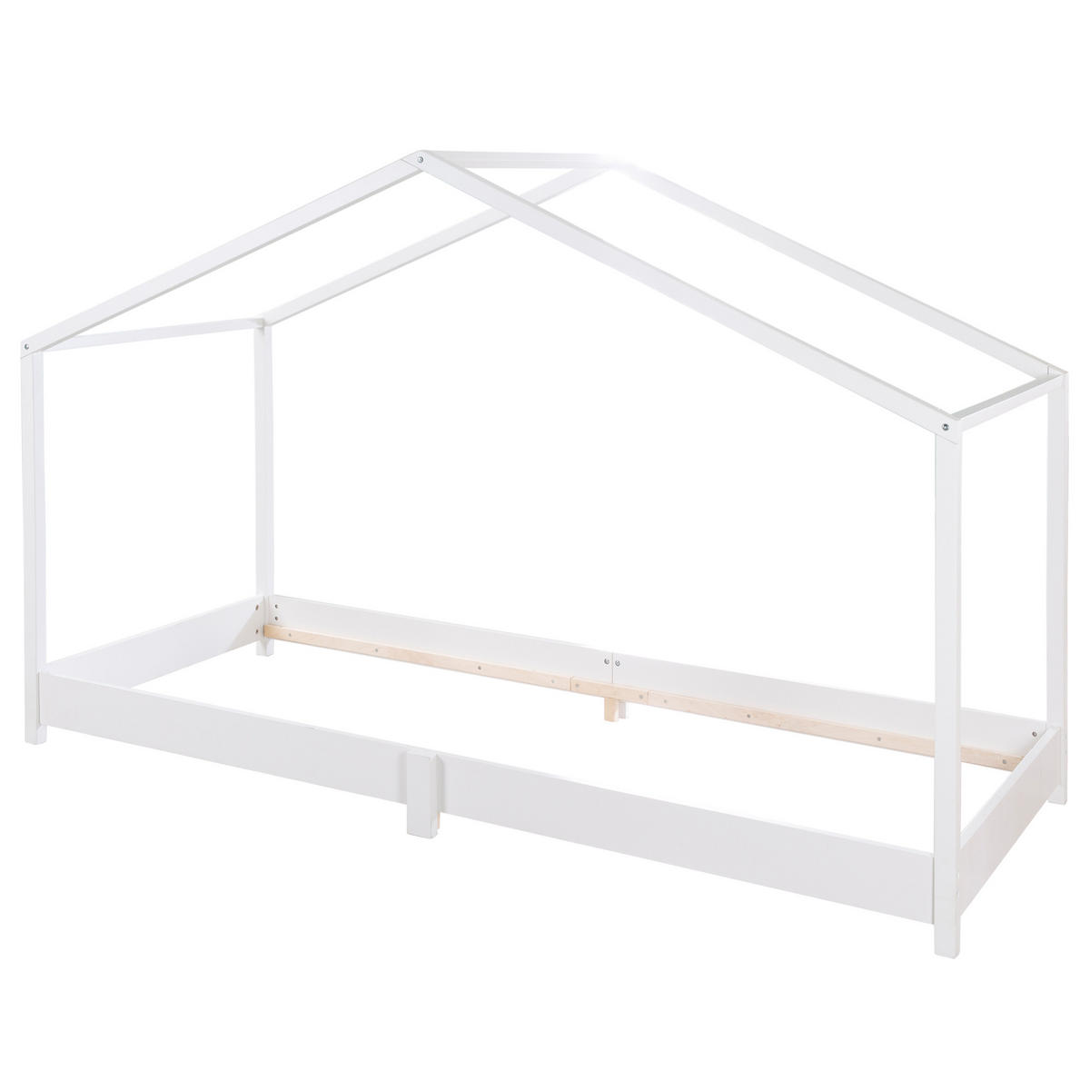 HAUSBETT 90 x 200 cm Bodenbett weiß - Weiß, Holzwerkstoff (90/200cm) - Roba