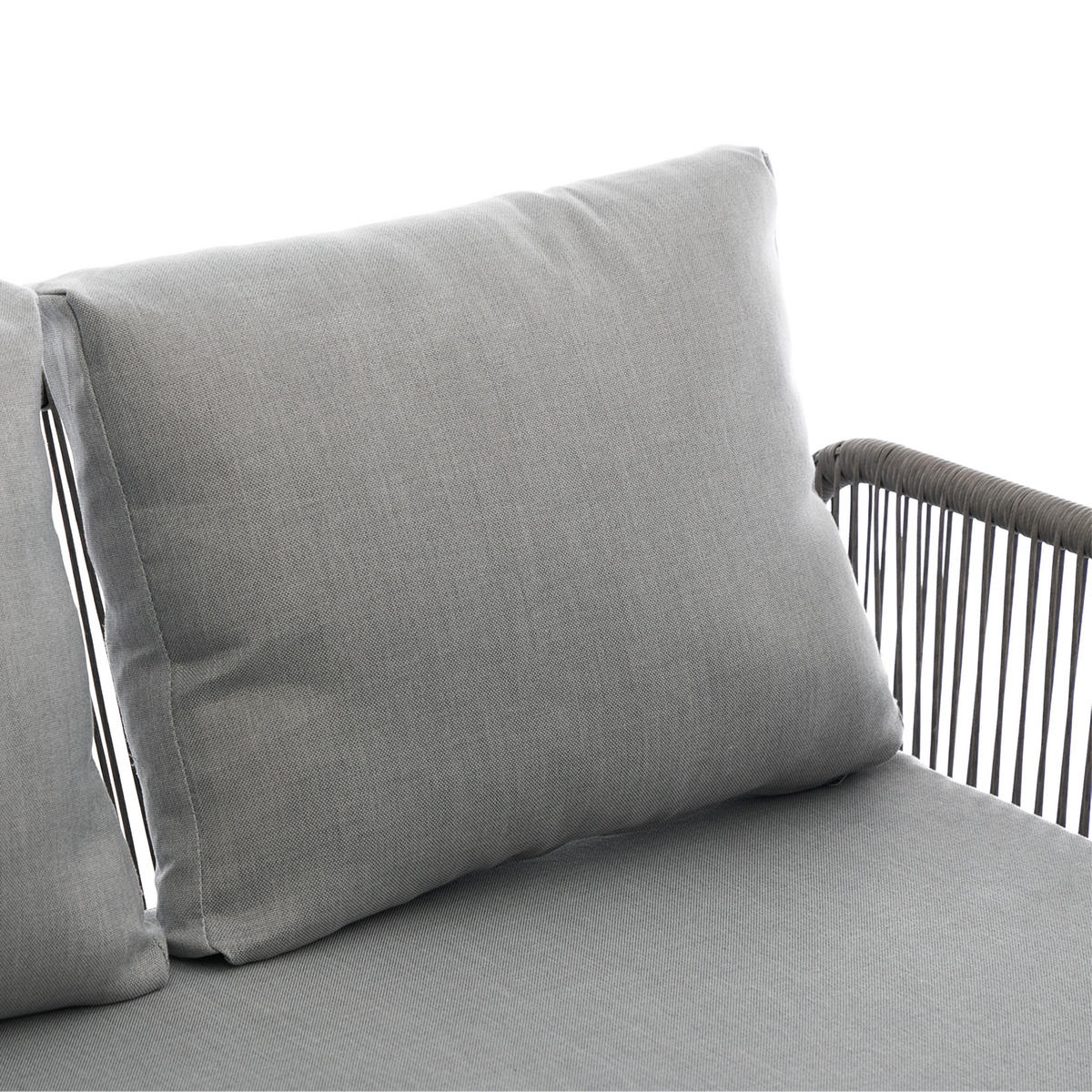 GARTENLOUNGE-SET Gartenmöbel Set mit Kissen, 2-Sitzer-Sofa, 2 Sessel und Couchtisch - Schwarz/Grau, Textil/Metall - STILVORA