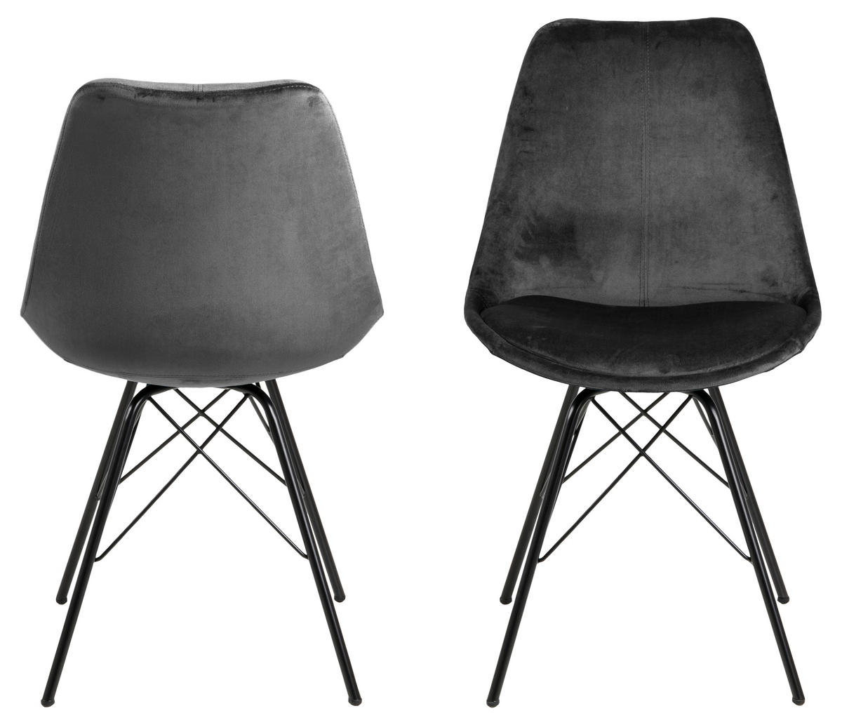 STUHL 2er-Set dunkelgrau, schwarz - Grau, Holzwerkstoff (48/86/54cm) - ebuy24