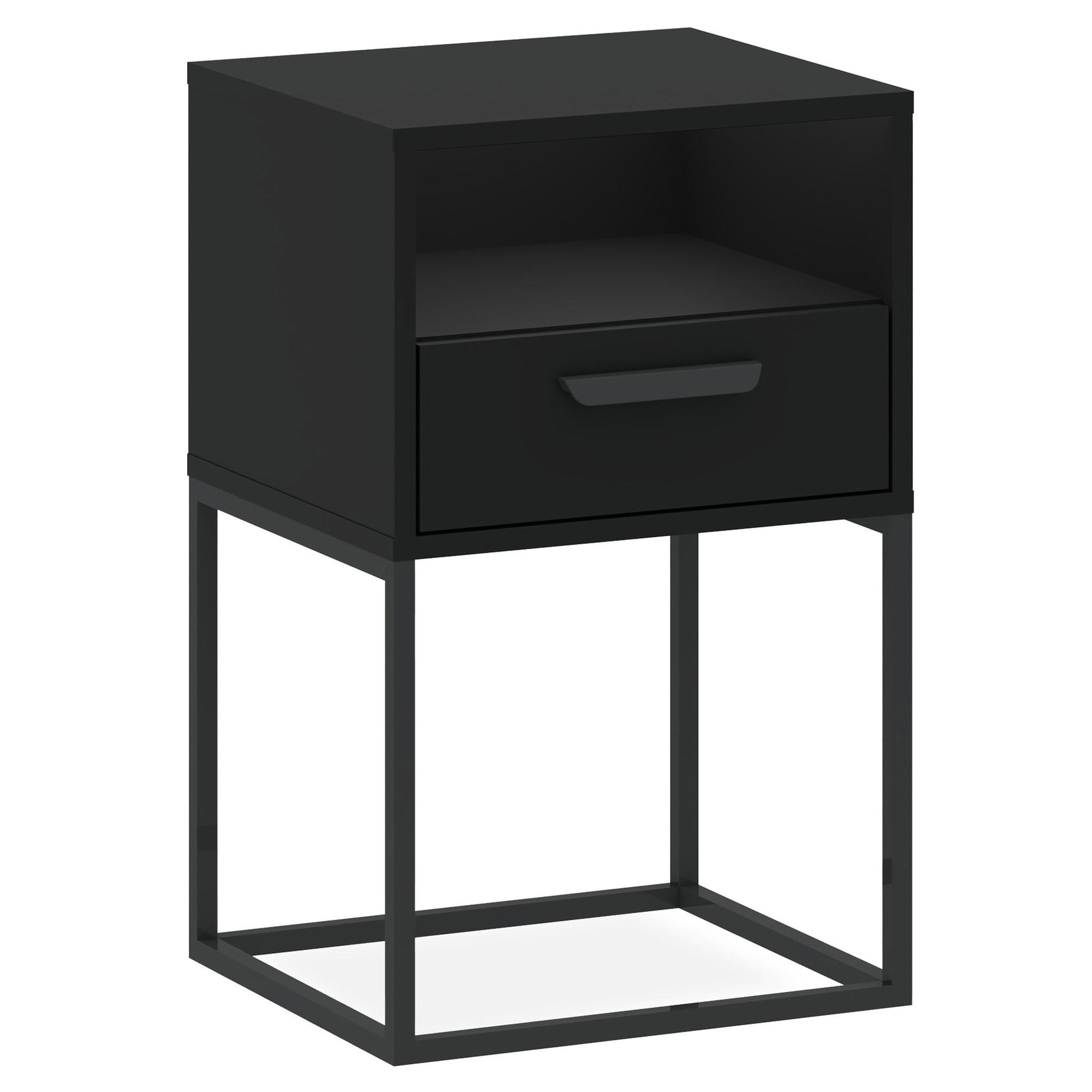 NACHTTISCH RECTUS Nachtschrank, Modern - Schwarz, Holzwerkstoff (40/65/39cm) - KONSIMO®