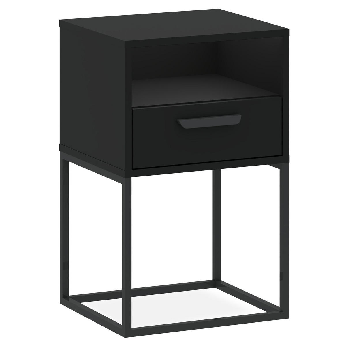 NACHTTISCH RECTUS Nachtschrank, Modern - Schwarz, Holzwerkstoff (40/65/39cm) - KONSIMO®