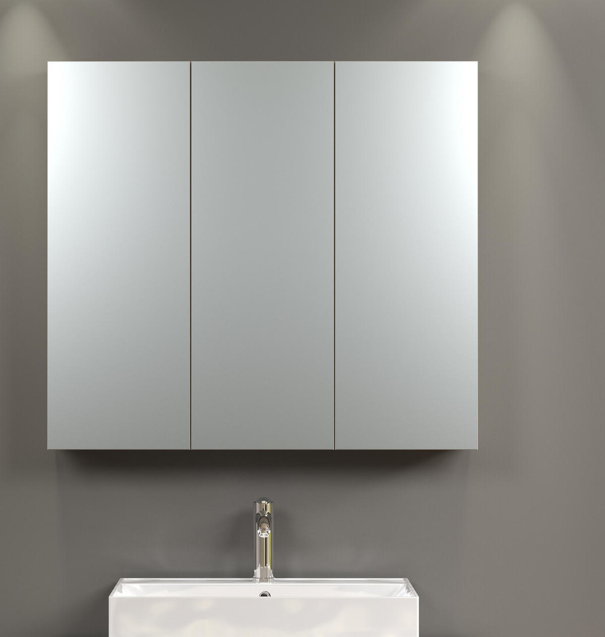 SPIEGELSCHRANK Kaschmir grau 90 cm, Badschrank 3-türig - Klar/Grau, Glas/Holzwerkstoff (90/80/20cm) - Top.Furn