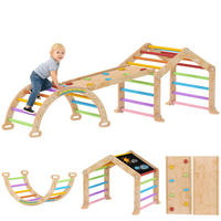 KLETTERDREIECK DE-18398 9-in-1 mit umkehrbarer Rutsche & Wippe Bunt - Naturfarben, Holzwerkstoff (52.5/100cm) - ComfortXL
