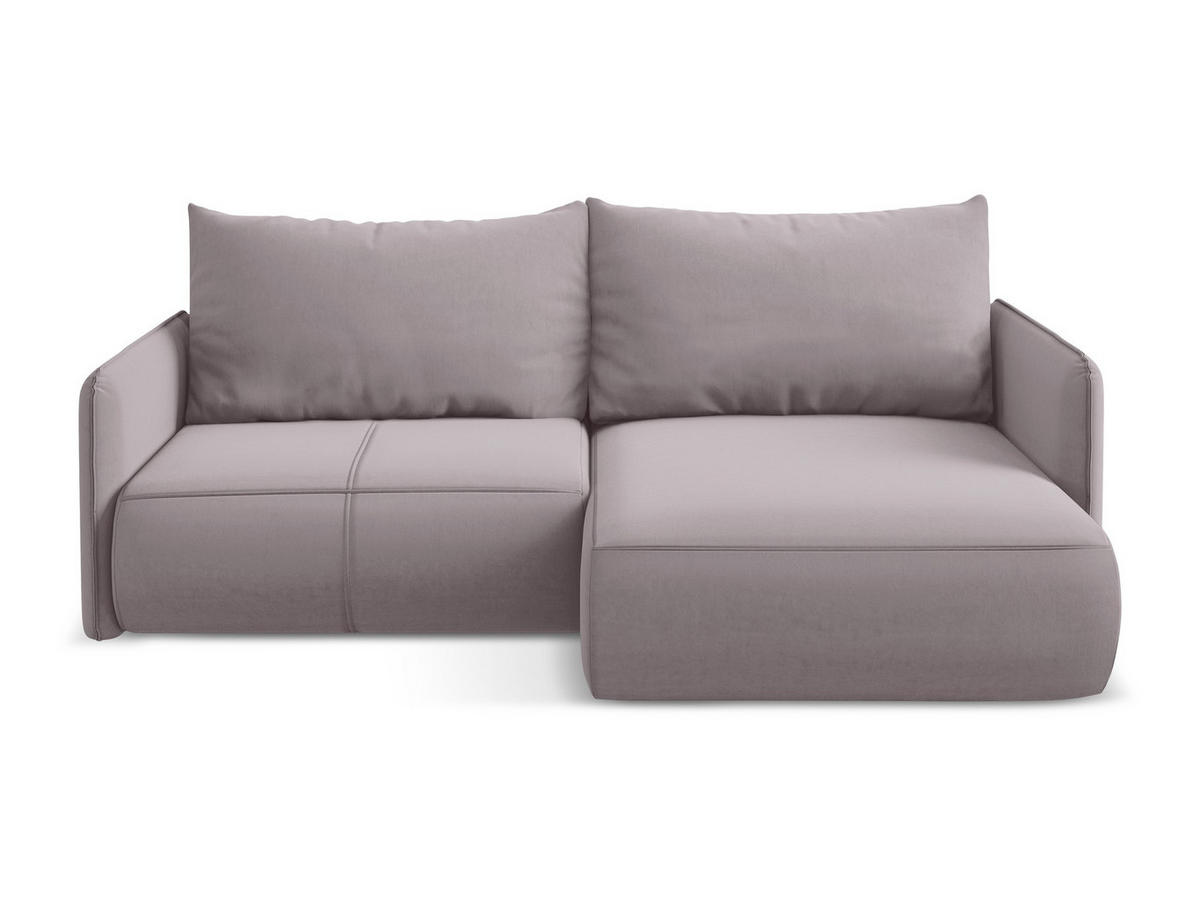 ECKSOFA mit Schlaffunktion Samt Stoff Violett - Lila/Flieder, Kunststoff/Textil (207/148cm) - Makamii