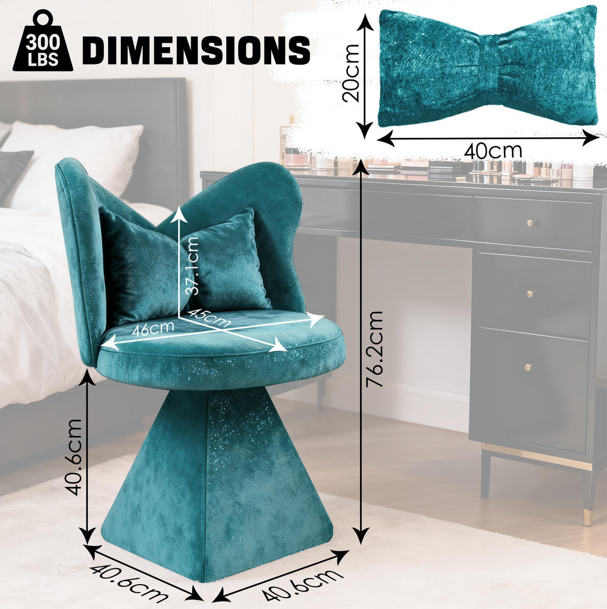 DREHSTUHL 52/52/78 cm blau aus Stoff mit 360°-Drehfunktion und Schmetterlingsrückenlehne - Blau, Textil (52/78/52cm) - OKWISH