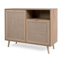 KOMMODE Eiche Sonoma, Bast-Dekor 102 cm, Anrichte skandinavisch - Eichefarben, Holz/Holzwerkstoff (102/87/40cm) - Furn.Design