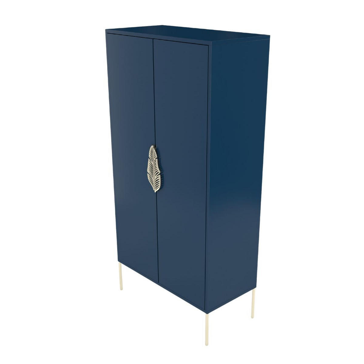 HIGHBOARD Merlin, Marinblau, Goldene Details - Goldfarben/Dunkelblau, Holzwerkstoff/Metall (80/160/40cm) - Skandica