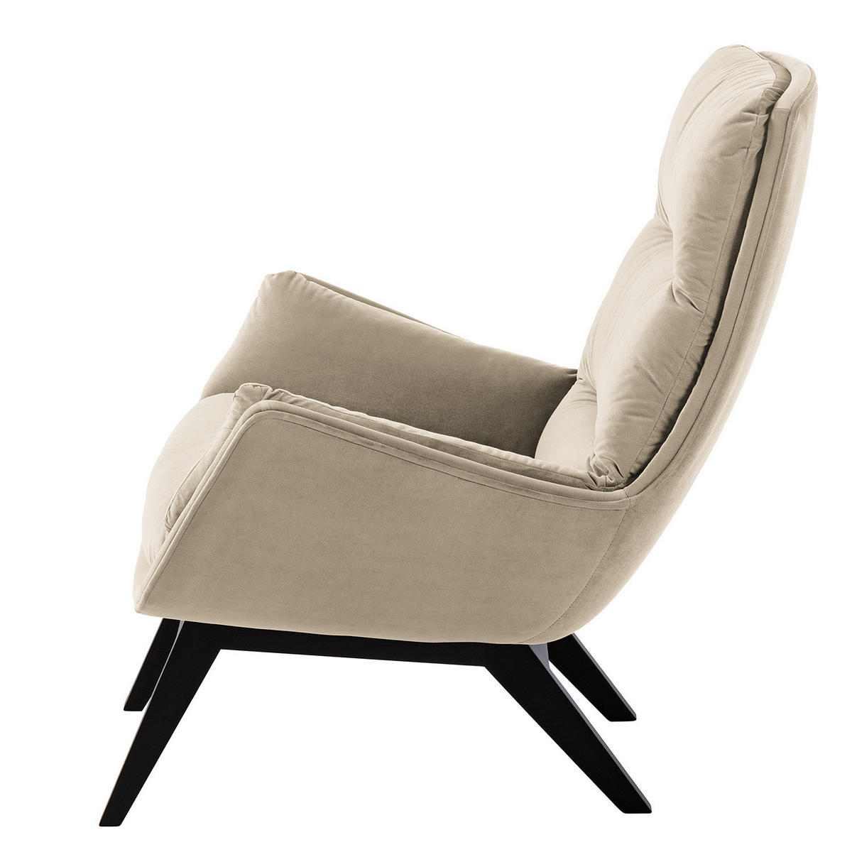 SESSEL mit Holzfüßen - Beige/Schwarz, Eichenholz/Textil (83/95/97cm) - home24