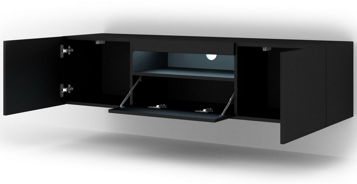 TV LOWBOARD Schwarz 150/42/37 - Schwarz, Holzwerkstoff (150/42/37cm) - RAUMHIRSCH FURNITURE