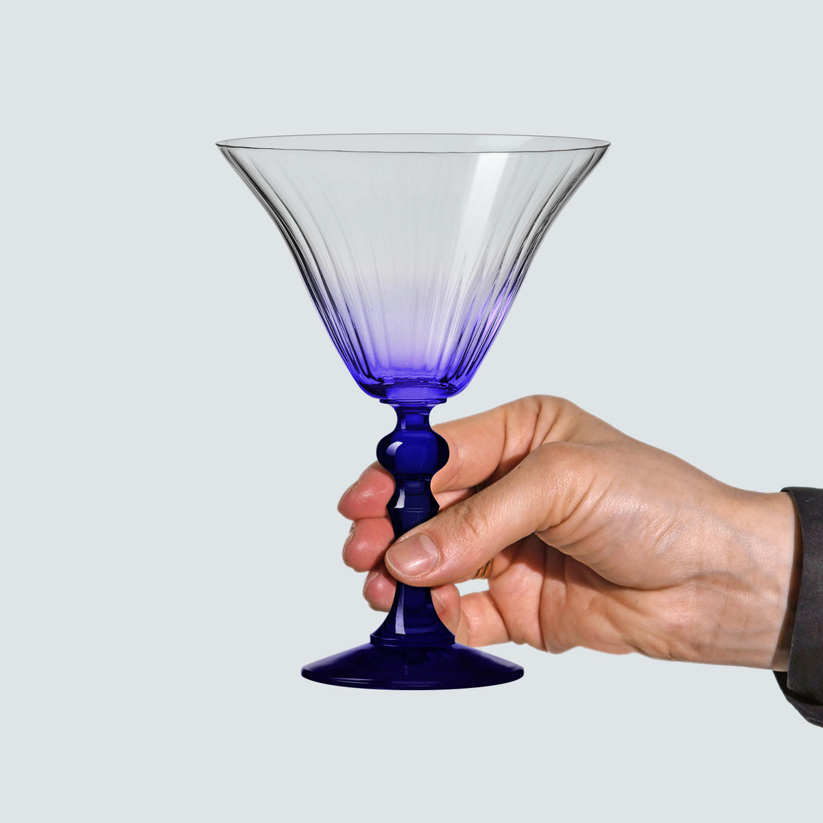 COCKTAILGLÄSER BUBBLE CELEBRATION MOMENTS MIT KOBALTBLAUEM STIEL, 2ER-SET, 170 ML - Transparent, Glas (0.17L) - Krosno Glass