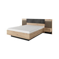 BETT MIT NACHTKONSOLEN Tally Artisan Eiche / anthrazit 263 / 210 / 104 cm - Braun, Holz/Holzwerkstoff (160/200cm) - Feldmann-Wohnen