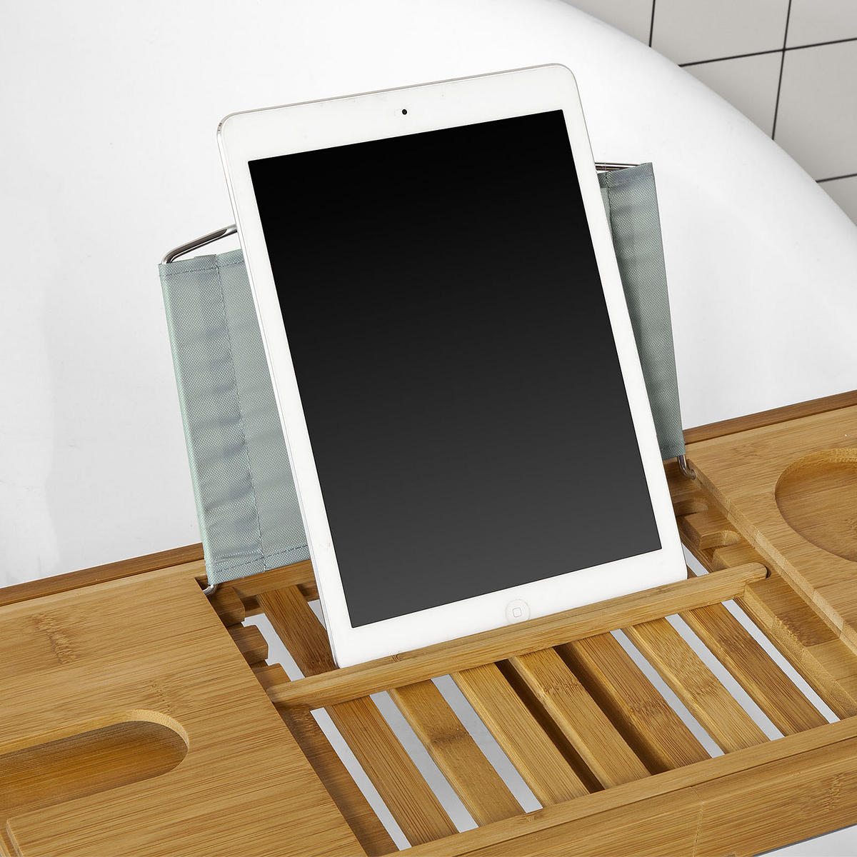 BADEWANNENABLAGE ausziehbar - Naturfarben, Holz (104/4/22cm) - SoBuy
