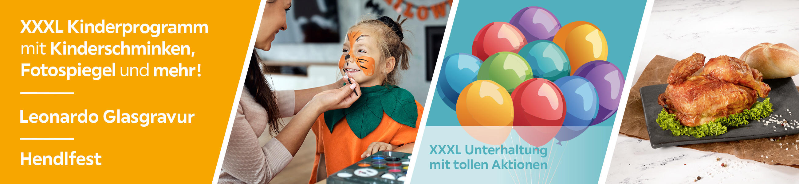 XXXL Kinderprogramm mit Kinderschminken, Fotospiegel und mehr! - Leonardo Glasgravur - Hendlfest - XXXL Unterhaltung mit tollen Aktionen