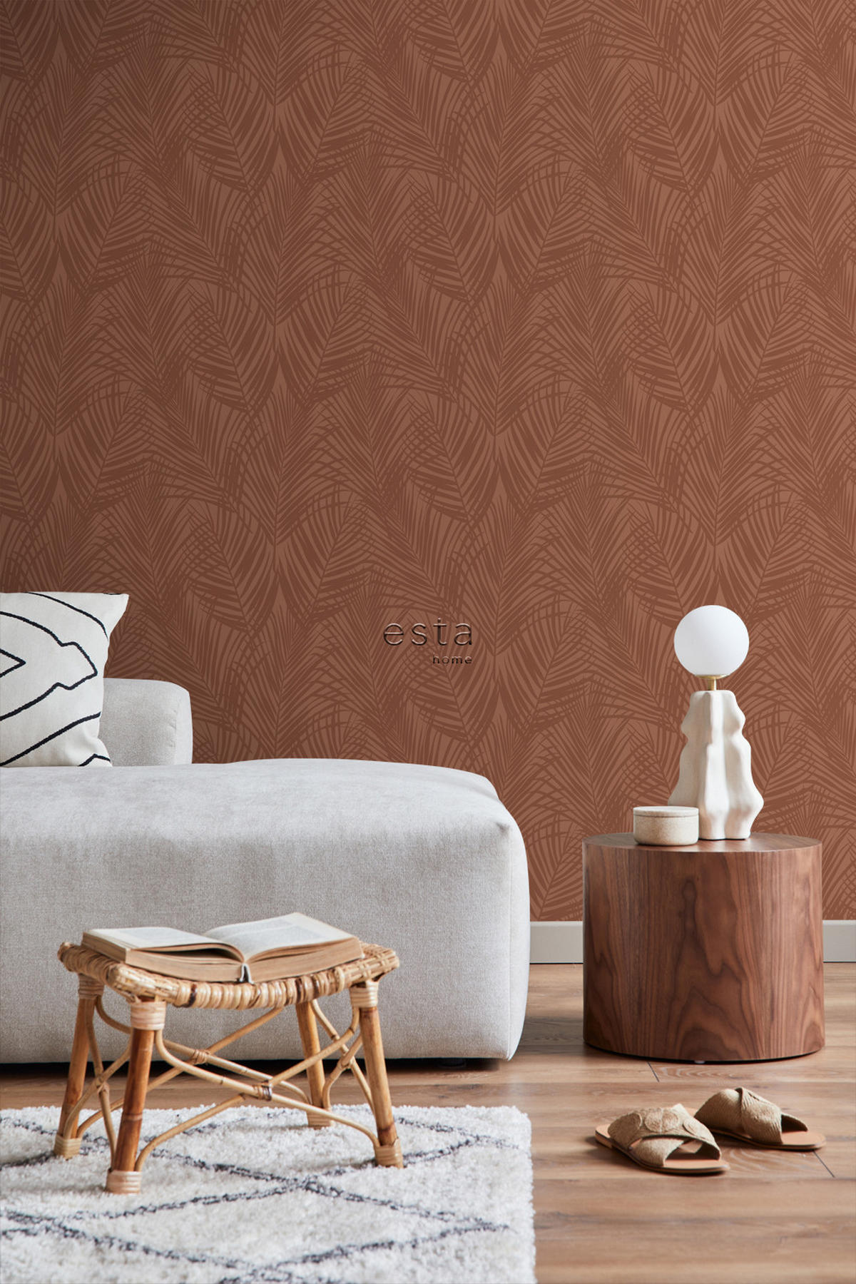 TAPETE Palmblätter 53 cm x 10.05 m - Terracotta, Papier (53/1000cm) - ESTAhome