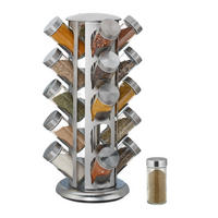 GEWÜRZKARUSSELL Silber Edelstahl drehbar 20er-Set - Silberfarben, Glas/Metall (22/39/22cm) - Relaxdays