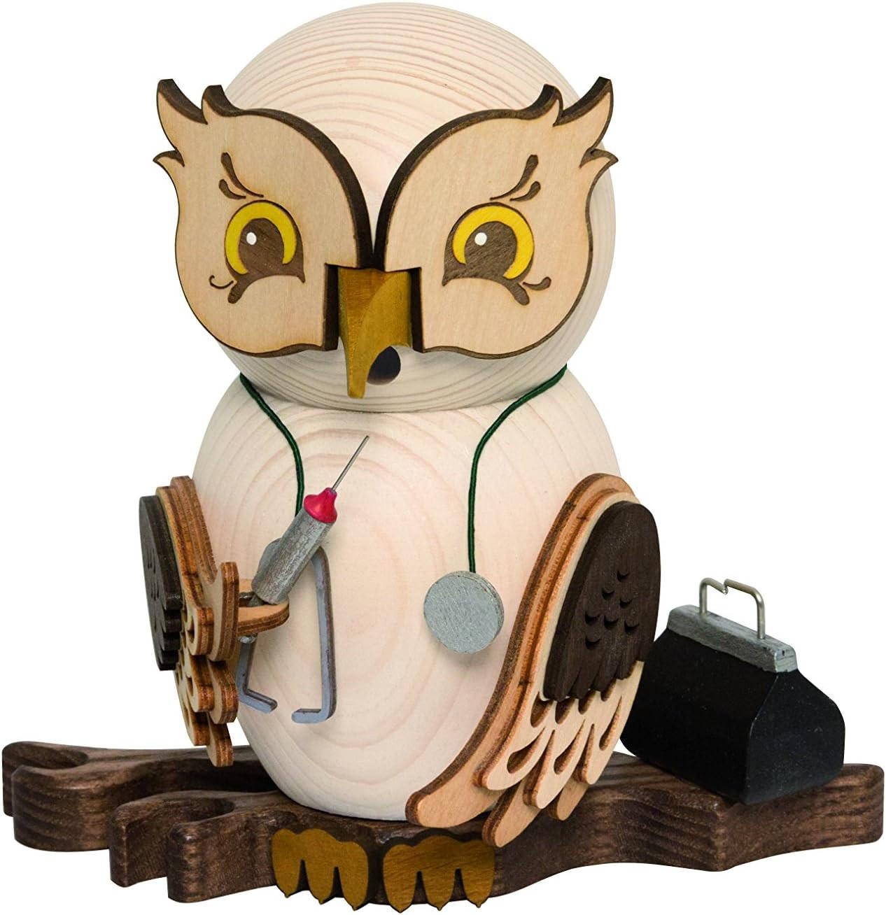 RAUCHFIGUR Eule Arzt 15 cm - Multicolor, Holz (10/15/10cm)