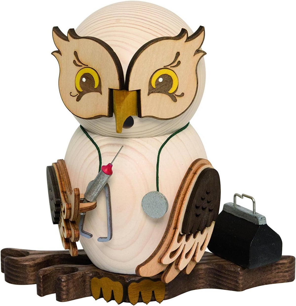RAUCHFIGUR Eule Arzt 15 cm - Multicolor, Holz (10/15/10cm)