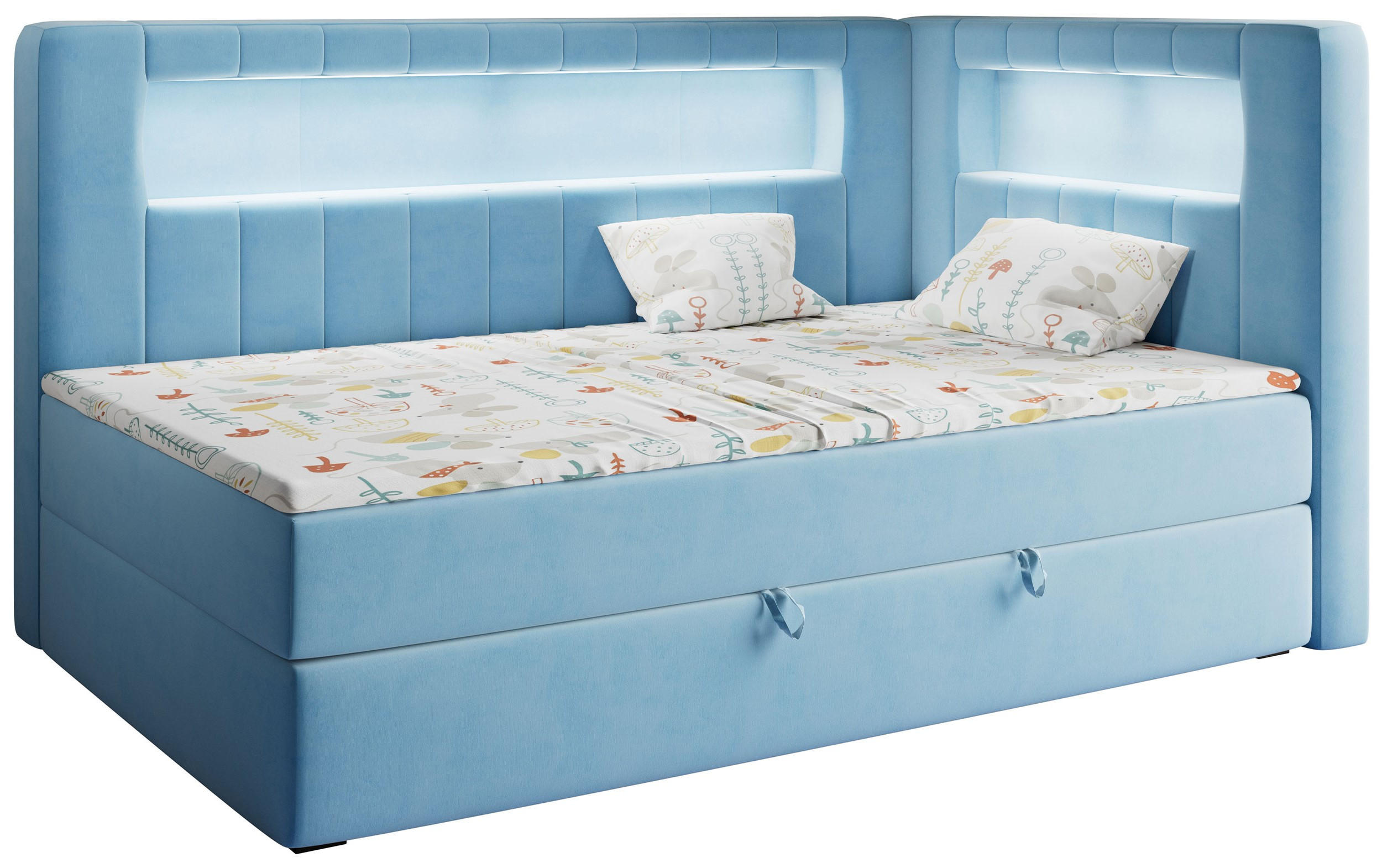 BOXSPRINGBETT JUNIOR GOLD 3 90/200 Blau - rechte Seite - Blau, Holz/Textil (90/200cm) - MKS