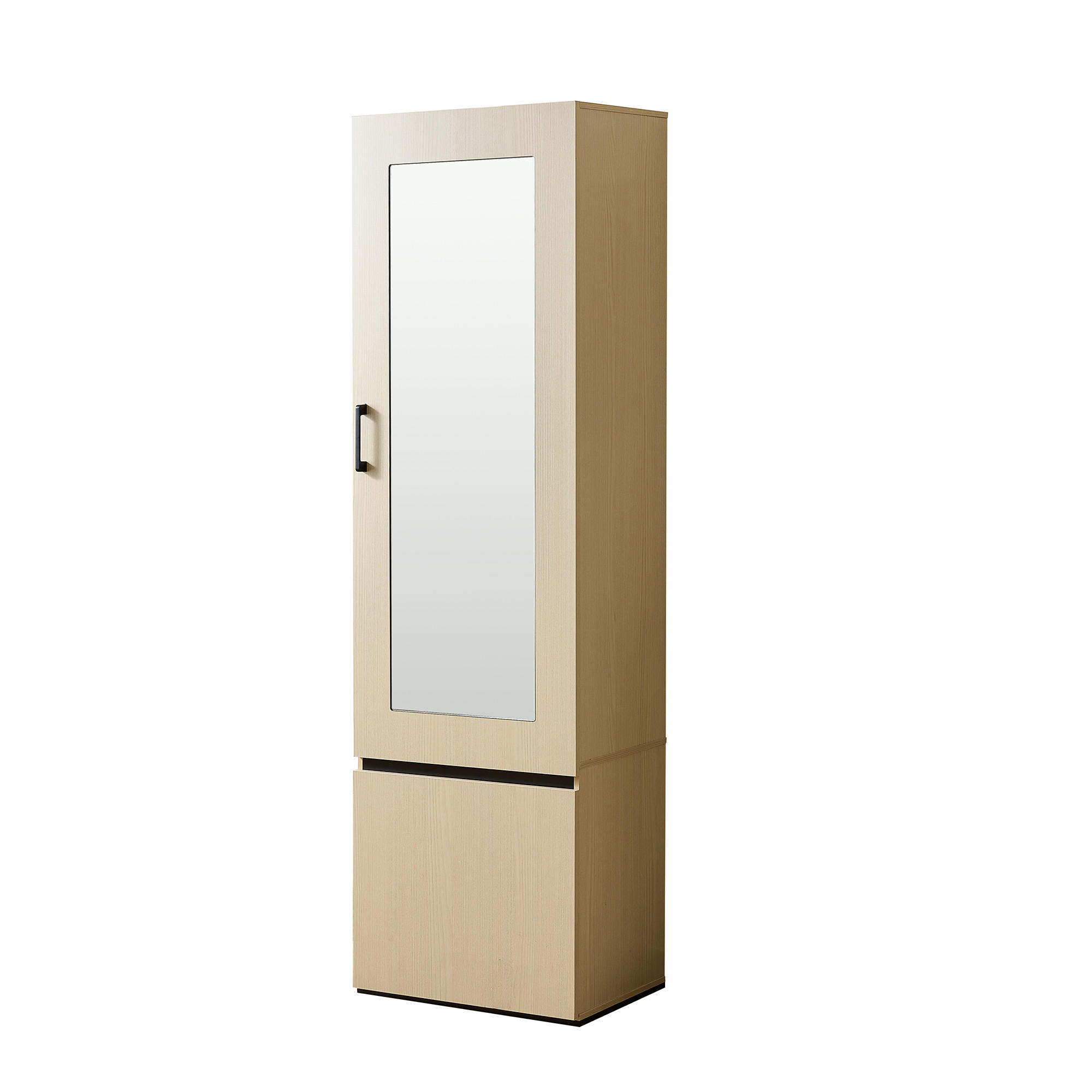 GARDEROBE Schmal mit Spiegel und ausziehbarer Kleiderstange - Ahornfarben, Holzwerkstoff (34.5/179.5/54cm) - Korfee
