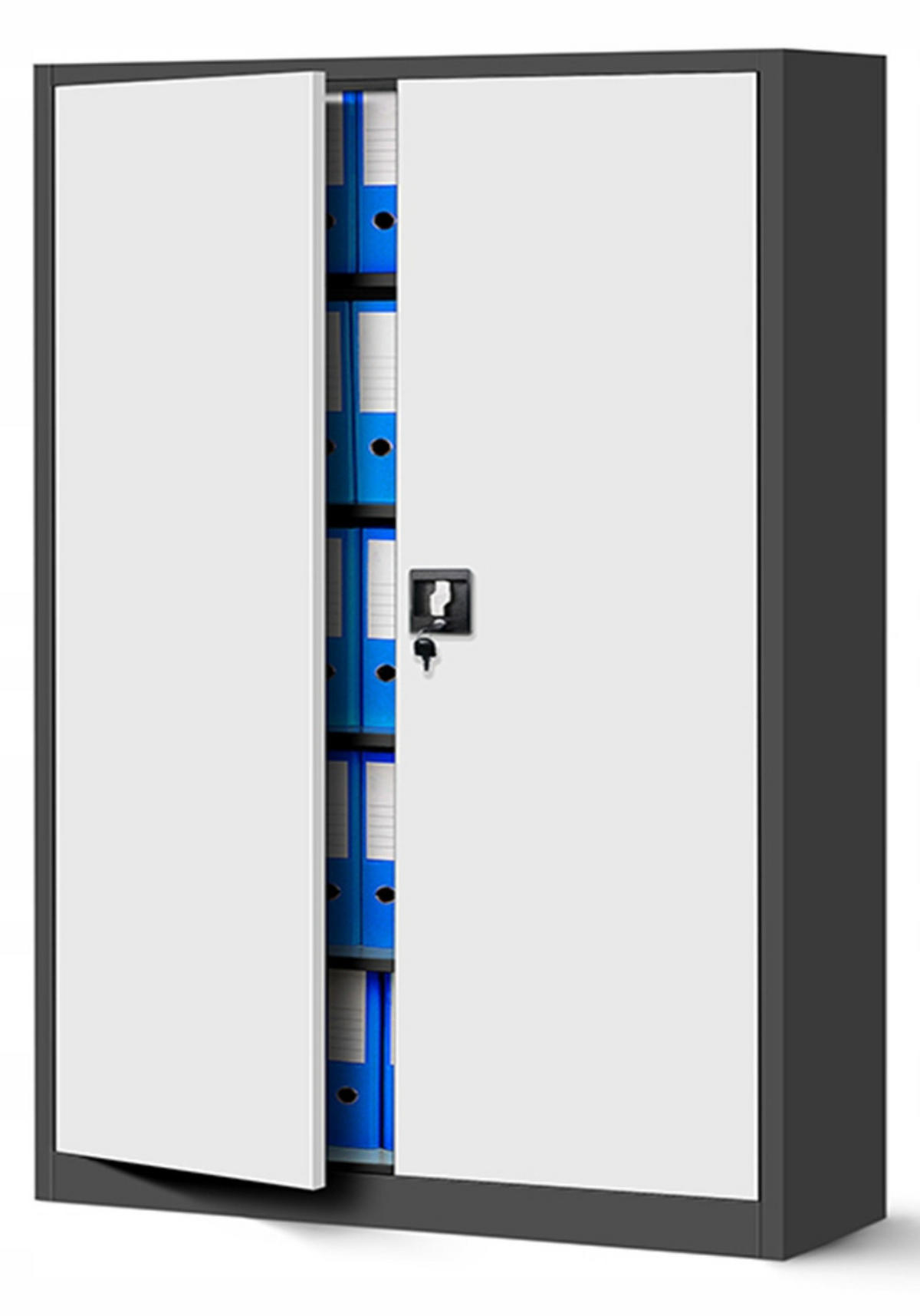 AKTENSCHRANK JAN II - Anthrazit/Weiß, Metall (115/185/40cm) - Jan Nowak