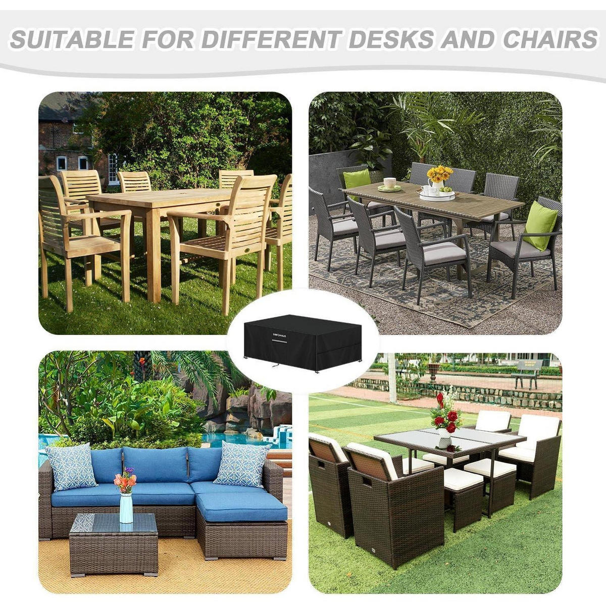 ABDECKUNG Gartenmöbel 160 x 90 x 75 cm Wasserdicht Schwarz - Schwarz, Textil (90/75/160cm)
