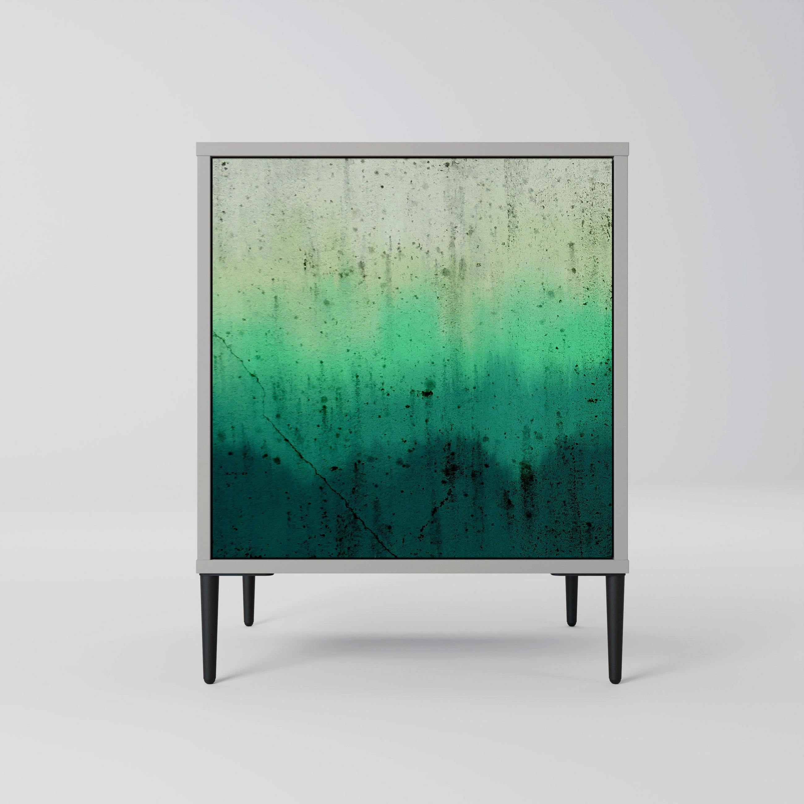 SIDEBOARD NORTHERN LIGHTS, Grau, 57,5x42x72,5 cm, Schwarze Metallfüße - Multicolor/Schwarz, Holzwerkstoff/Metall (57.5/72.5/42cm) - SpaceRebels