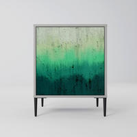 SIDEBOARD NORTHERN LIGHTS, Grau, 57,5x42x72,5 cm, Schwarze Metallfüße - Multicolor/Schwarz, Holzwerkstoff/Metall (57.5/72.5/42cm) - SpaceRebels