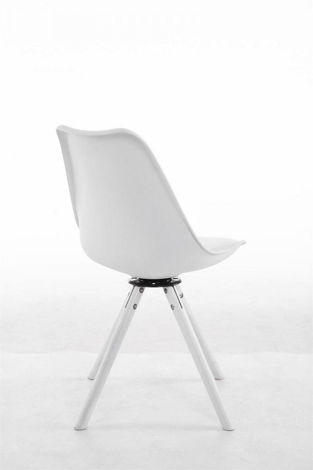 STUHL Lederlook weiß - Weiß, Holz/Textil (48/84/56cm) - CLP