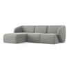 ECKSOFA Links Bouclé Stoff Grau - Hellgrau/Schwarz, Holzwerkstoff/Kunststoff (248/166cm) - LaMiaSofa