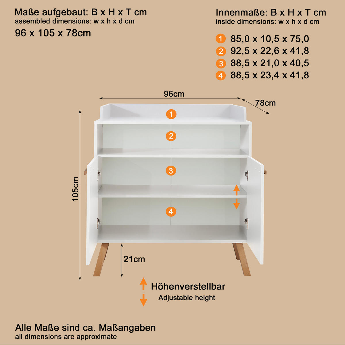 WICKELKOMMODE weiß matt mit Buche massiv, Wickeltisch 96 x 105 cm - Eichefarben/Buchefarben, Holz/Holzwerkstoff (78/105/96cm) - Top.Furn